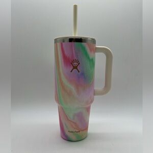 Hydro Flask Pastel Multicolor Swirl Tumbler with Handle and Straw
